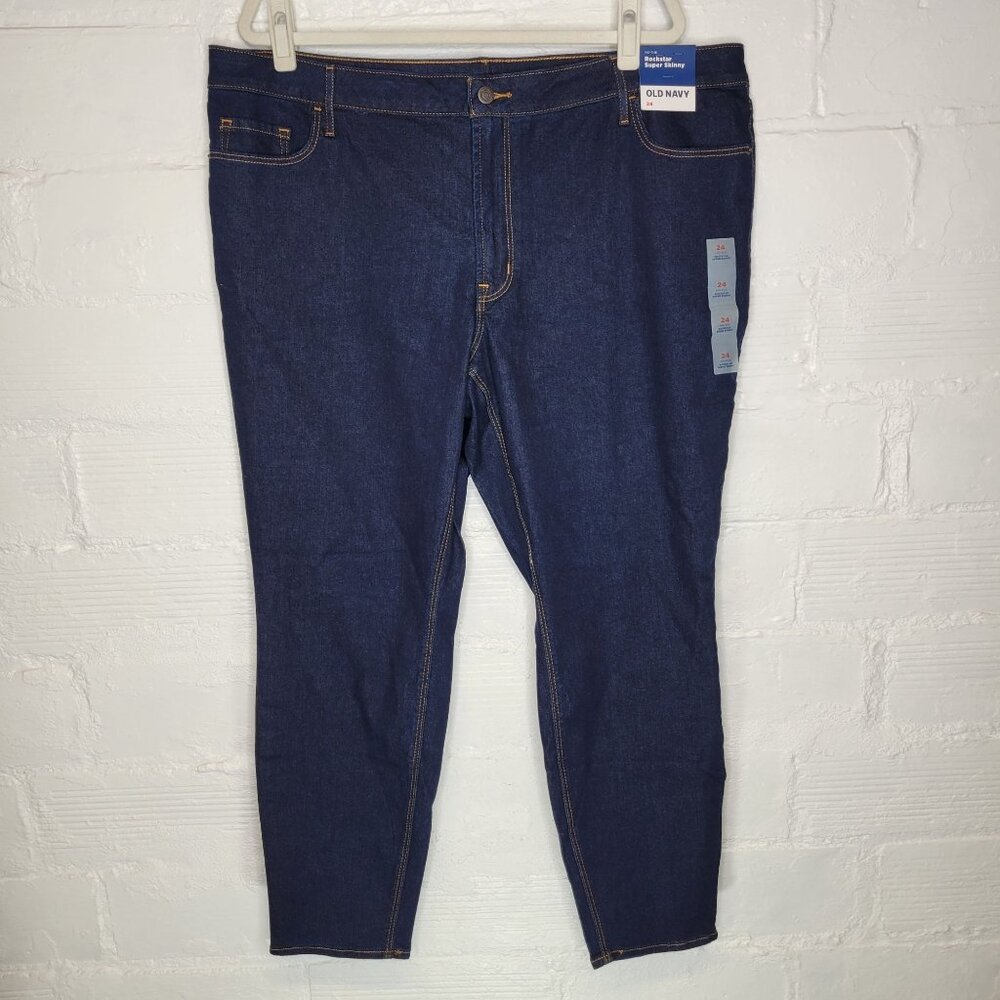 Old Navy Women's Size 24 Jeans Rockstar Super Skinny Mid Rise Dark Wash